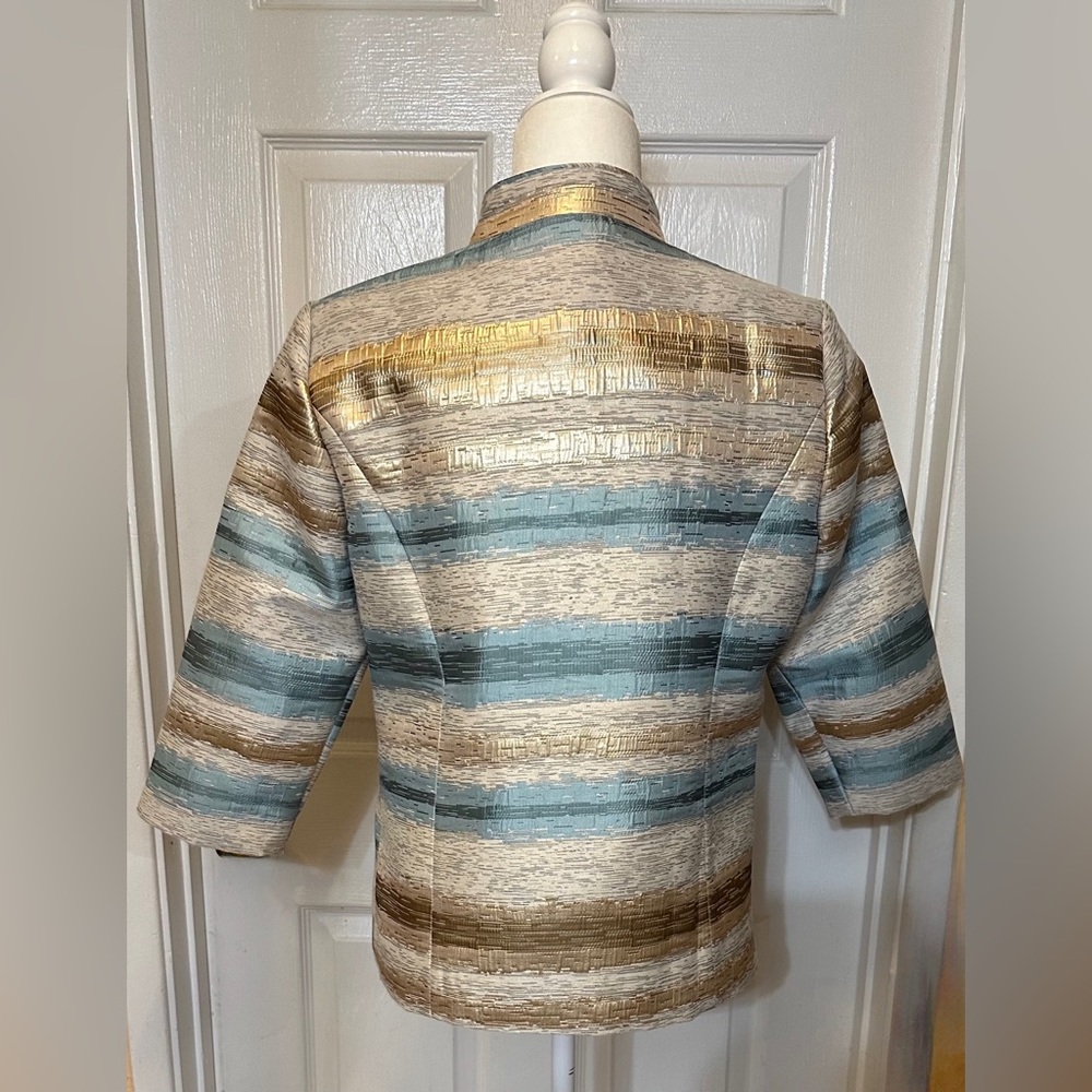 Draper’s & Damons Jacket aqua blue gold jacket blazer long sleeve Size Medium - Picture 6 of 8